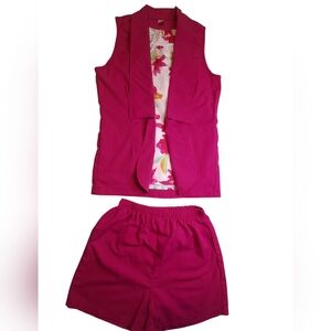 NWOT 3-Piece Open Front Sleeveless Jacket, Shorts, and Tank Top Set for Teen